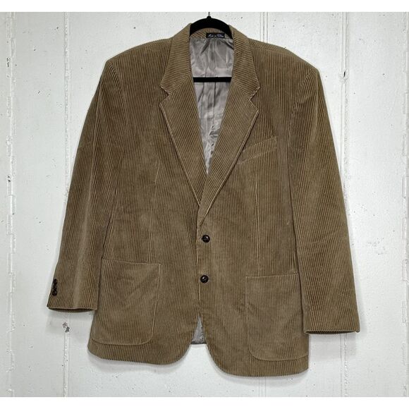 Vintage Milano‎ Collezione Adolfo Men's 42R Tan Corduroy Blazer Sports Coat